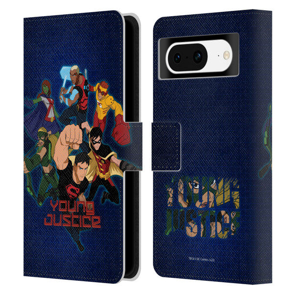 Young Justice Graphics Group Leather Book Wallet Case Cover For Google Pixel 8