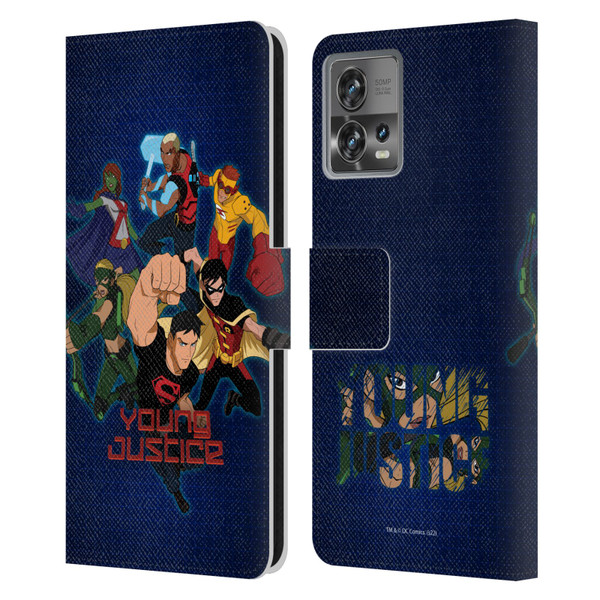 Young Justice Graphics Group Leather Book Wallet Case Cover For Motorola Moto Edge 30 Fusion