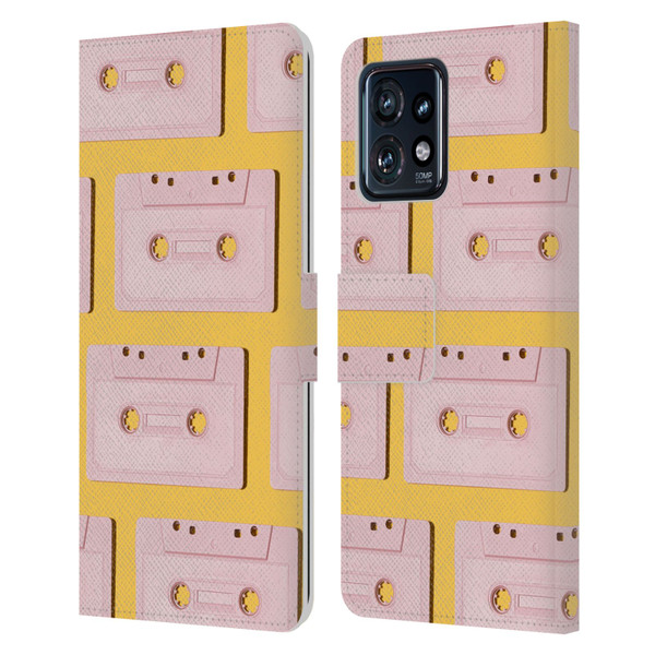 Pepino De Mar Patterns 2 Cassette Tape Leather Book Wallet Case Cover For Motorola Moto Edge 40 Pro