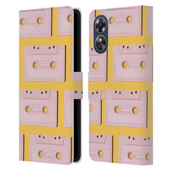 Pepino De Mar Patterns 2 Cassette Tape Leather Book Wallet Case Cover For OPPO A17