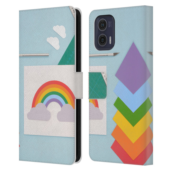 Pepino De Mar Rainbow Art Leather Book Wallet Case Cover For Motorola Moto G73 5G