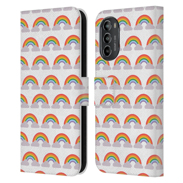 Pepino De Mar Rainbow Pattern Leather Book Wallet Case Cover For Motorola Moto G82 5G