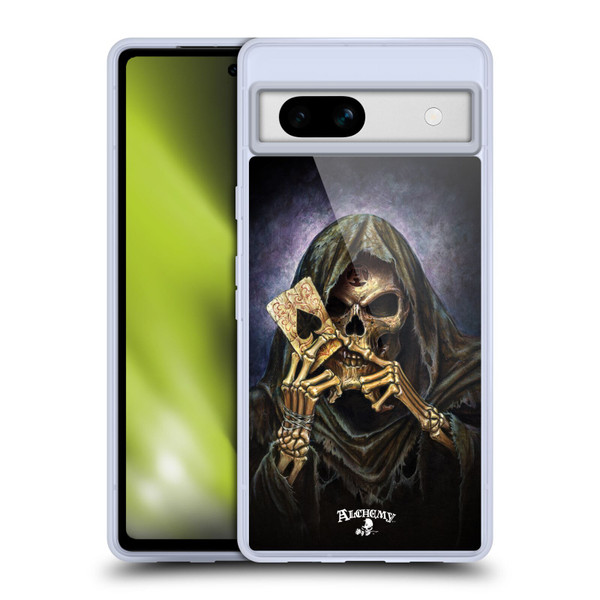 Alchemy Gothic Skull And Cards Reaper's Ace Soft Gel Case for Google Pixel 7a