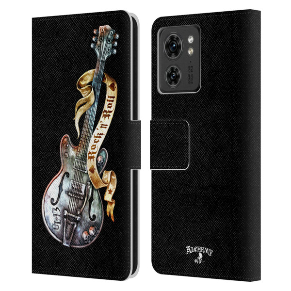 Alchemy Gothic Illustration Rock'it 56 Guitar Leather Book Wallet Case Cover For Motorola Moto Edge 40