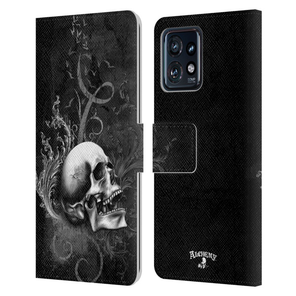 Alchemy Gothic Skull De Profundis Leather Book Wallet Case Cover For Motorola Moto Edge 40 Pro