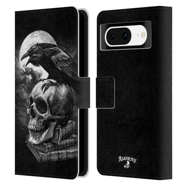Alchemy Gothic Wing Poe's Raven Leather Book Wallet Case Cover For Google Pixel 8
