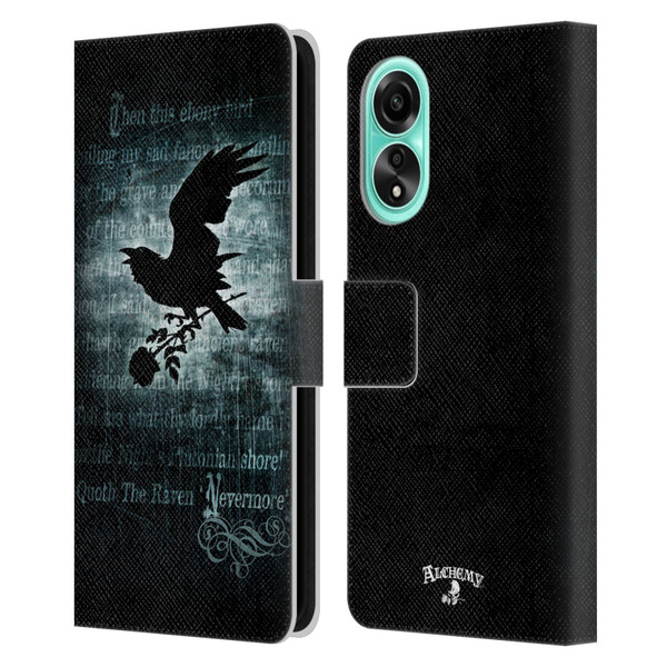 Alchemy Gothic Wing Nevermore Leather Book Wallet Case Cover For OPPO A78 4G