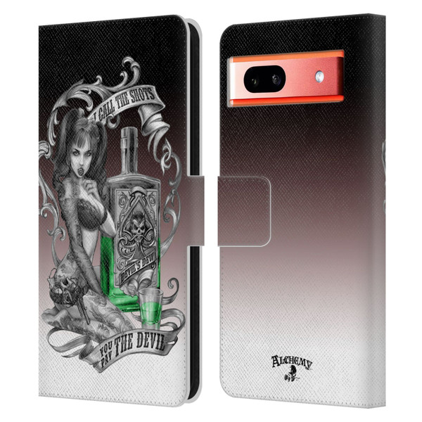 Alchemy Gothic Woman Devil's Green Dew Leather Book Wallet Case Cover For Google Pixel 7a