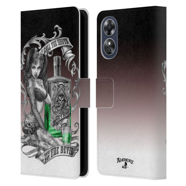 Alchemy Gothic Woman Devil's Green Dew Leather Book Wallet Case Cover For OPPO A17