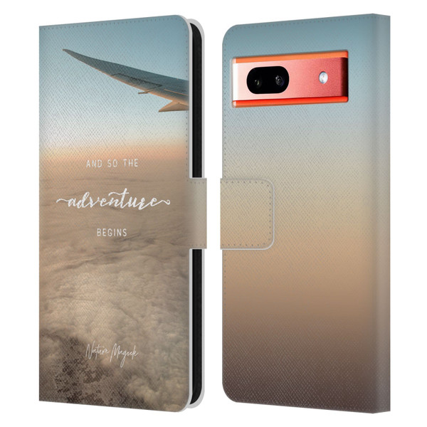 Nature Magick So The Adventure Begins Quote Airplane Leather Book Wallet Case Cover For Google Pixel 7a