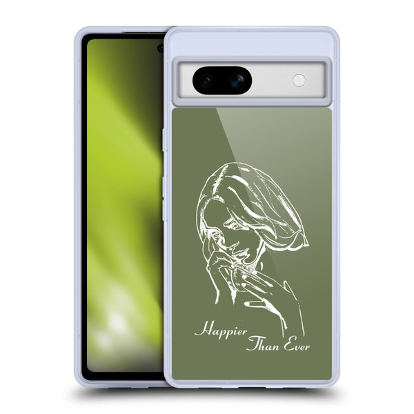 Billie Eilish Happier Than Ever Album Stencil Green Soft Gel Case for Google Pixel 7a
