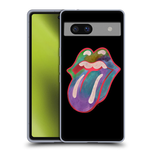 The Rolling Stones Graphics Watercolour Tongue Soft Gel Case for Google Pixel 7a