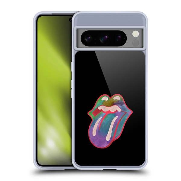 The Rolling Stones Graphics Watercolour Tongue Soft Gel Case for Google Pixel 8 Pro