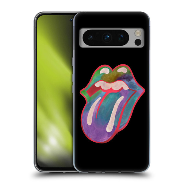 The Rolling Stones Graphics Watercolour Tongue Soft Gel Case for Google Pixel 8 Pro