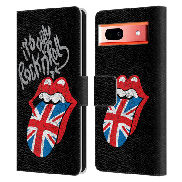 The Rolling Stones Albums Only Rock And Roll Distressed Leather Book Wallet Case Cover For Google Pixel 7a