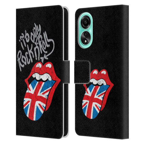 The Rolling Stones Albums Only Rock And Roll Distressed Leather Book Wallet Case Cover For OPPO A78 5G