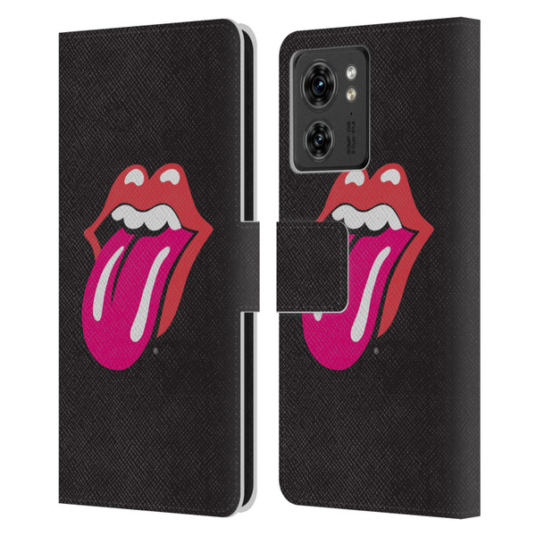 The Rolling Stones Graphics Pink Tongue Leather Book Wallet Case Cover For Motorola Moto Edge 40