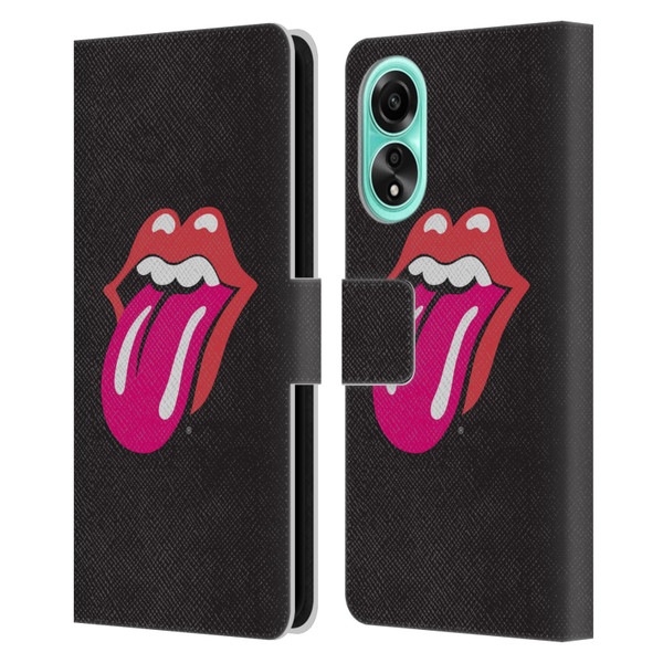 The Rolling Stones Graphics Pink Tongue Leather Book Wallet Case Cover For OPPO A78 5G