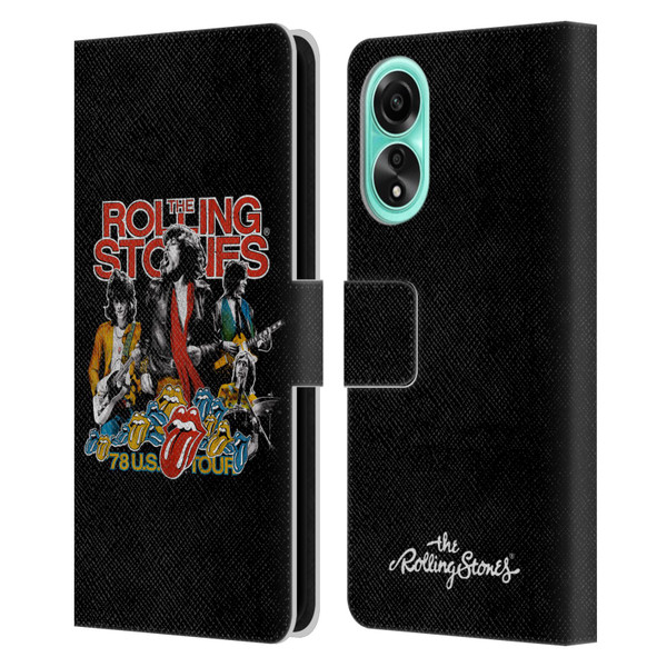 The Rolling Stones Key Art 78 Us Tour Vintage Leather Book Wallet Case Cover For OPPO A78 5G
