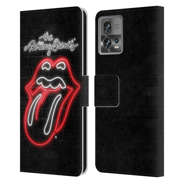 The Rolling Stones Licks Collection Neon Leather Book Wallet Case Cover For Motorola Moto Edge 30 Fusion