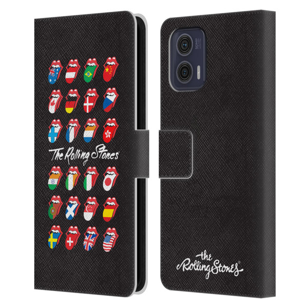 The Rolling Stones Licks Collection Flag Poster Leather Book Wallet Case Cover For Motorola Moto G73 5G