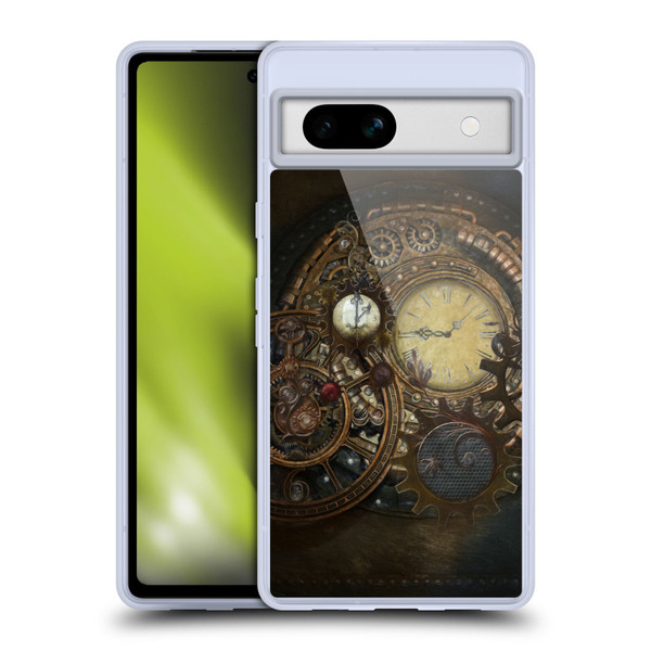 Simone Gatterwe Steampunk Clocks Soft Gel Case for Google Pixel 7a