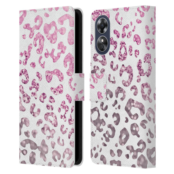 Monika Strigel Animal Print Glitter Pink Leather Book Wallet Case Cover For OPPO A17