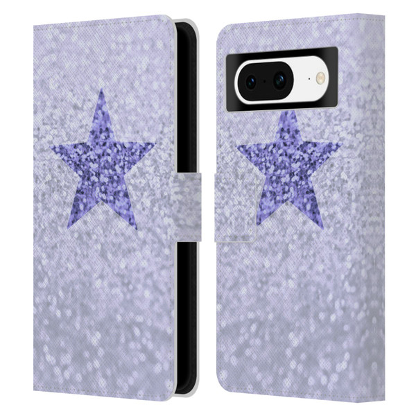 Monika Strigel Glitter Star Pastel Lilac Leather Book Wallet Case Cover For Google Pixel 8
