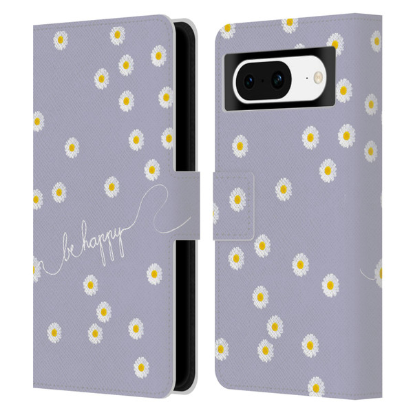 Monika Strigel Happy Daisy Lavender Leather Book Wallet Case Cover For Google Pixel 8