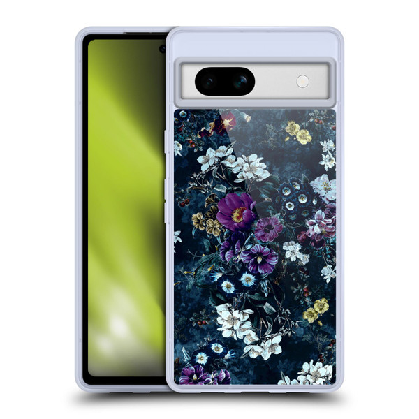 Riza Peker Night Floral Purple Flowers Soft Gel Case for Google Pixel 7a