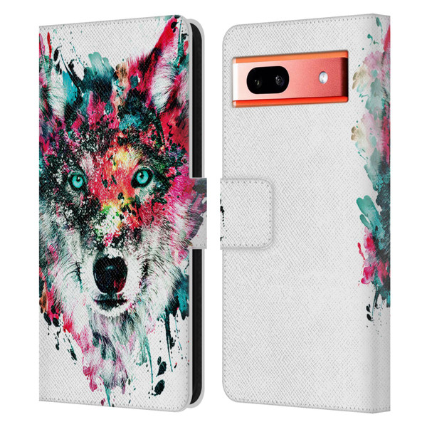 Riza Peker Animals Wolf Leather Book Wallet Case Cover For Google Pixel 7a