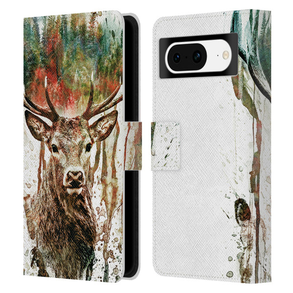 Riza Peker Animals Deer Leather Book Wallet Case Cover For Google Pixel 8