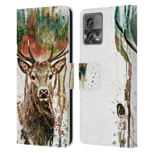 Riza Peker Animals Deer Leather Book Wallet Case Cover For Motorola Moto Edge 30 Fusion