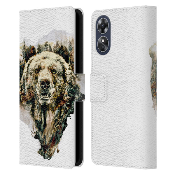 Riza Peker Animals Bear Leather Book Wallet Case Cover For OPPO A17