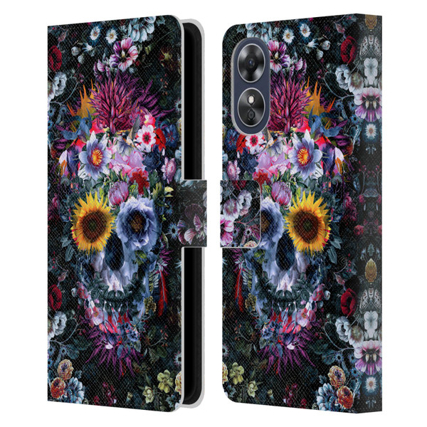 Riza Peker Skulls 9 Skull Leather Book Wallet Case Cover For OPPO A17