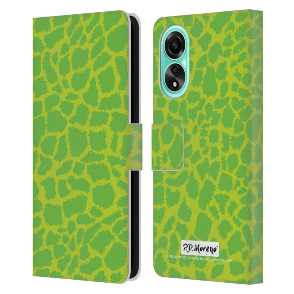P.D. Moreno Patterns Lime Green Leather Book Wallet Case Cover For OPPO A78 4G
