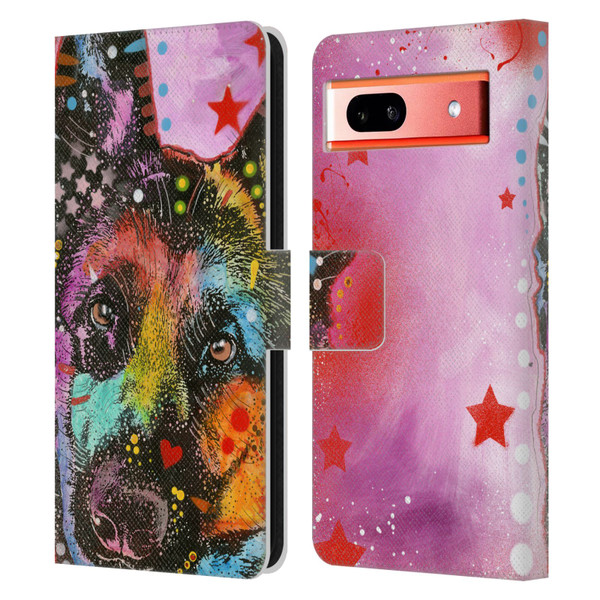 Dean Russo Dogs German Shepherd Leather Book Wallet Case Cover For Google Pixel 7a
