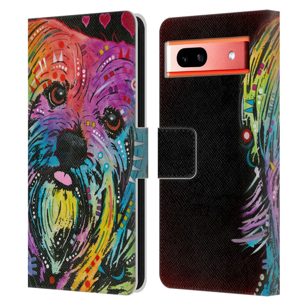 Dean Russo Dogs Yorkie Leather Book Wallet Case Cover For Google Pixel 7a