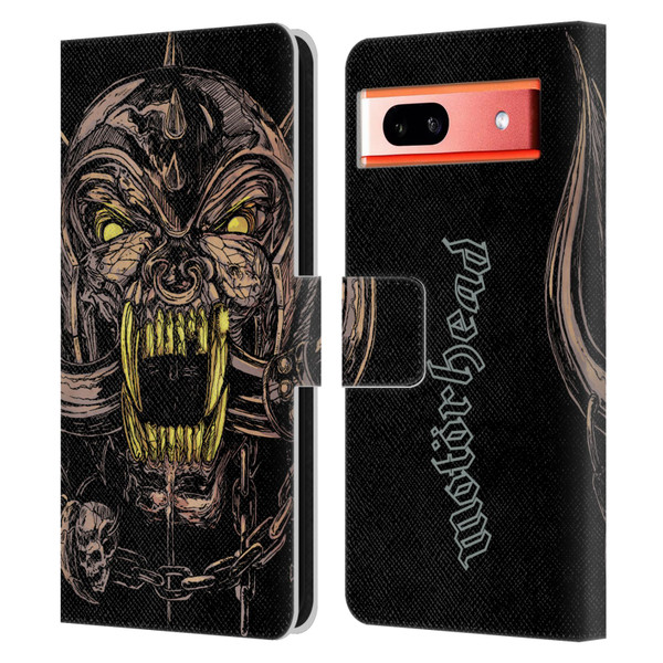 Motorhead Graphics Snaggletooth Leather Book Wallet Case Cover For Google Pixel 7a