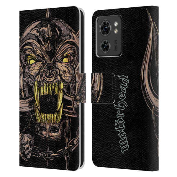 Motorhead Graphics Snaggletooth Leather Book Wallet Case Cover For Motorola Moto Edge 40