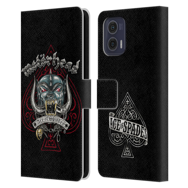 Motorhead Graphics Ace Of Spades Dog Leather Book Wallet Case Cover For Motorola Moto G73 5G