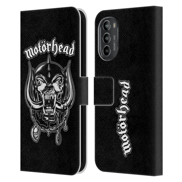 Motorhead Graphics Silver War Pig Leather Book Wallet Case Cover For Motorola Moto G82 5G