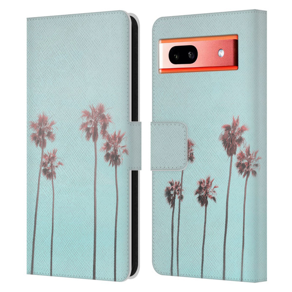 LebensArt Pastels Paradise Palm Leather Book Wallet Case Cover For Google Pixel 7a