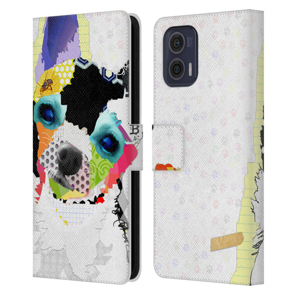 Michel Keck Dogs 2 Chihuahua Leather Book Wallet Case Cover For Motorola Moto G73 5G