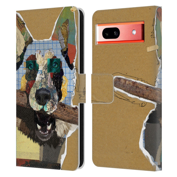 Michel Keck Dogs 3 German Shepherd Leather Book Wallet Case Cover For Google Pixel 7a