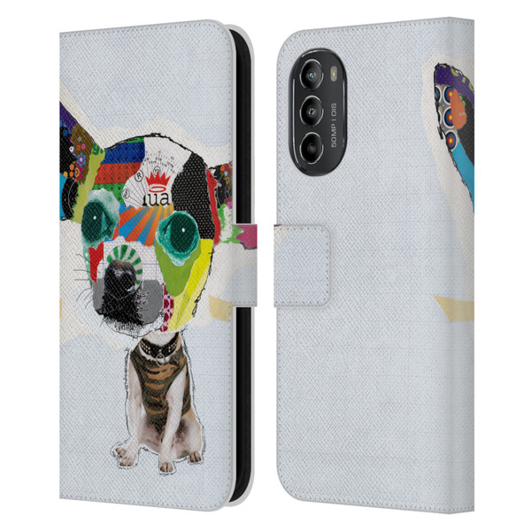 Michel Keck Dogs 3 Chihuahua 2 Leather Book Wallet Case Cover For Motorola Moto G82 5G