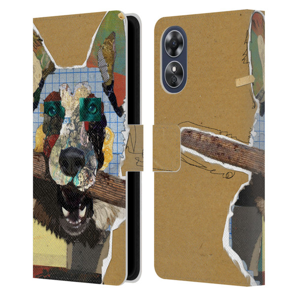 Michel Keck Dogs 3 German Shepherd Leather Book Wallet Case Cover For OPPO A17