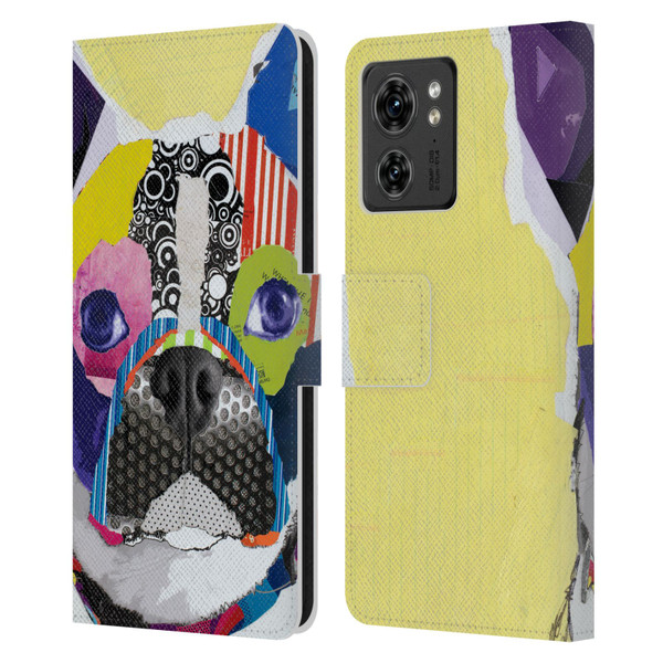 Michel Keck Dogs Boston Terrier Leather Book Wallet Case Cover For Motorola Moto Edge 40