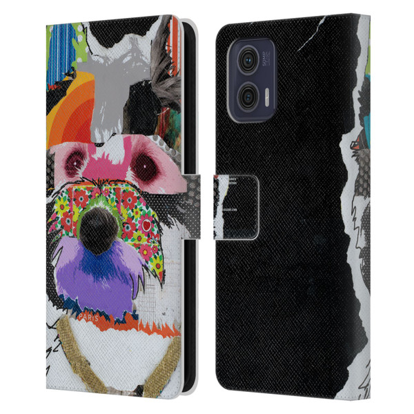 Michel Keck Dogs Westie Leather Book Wallet Case Cover For Motorola Moto G73 5G