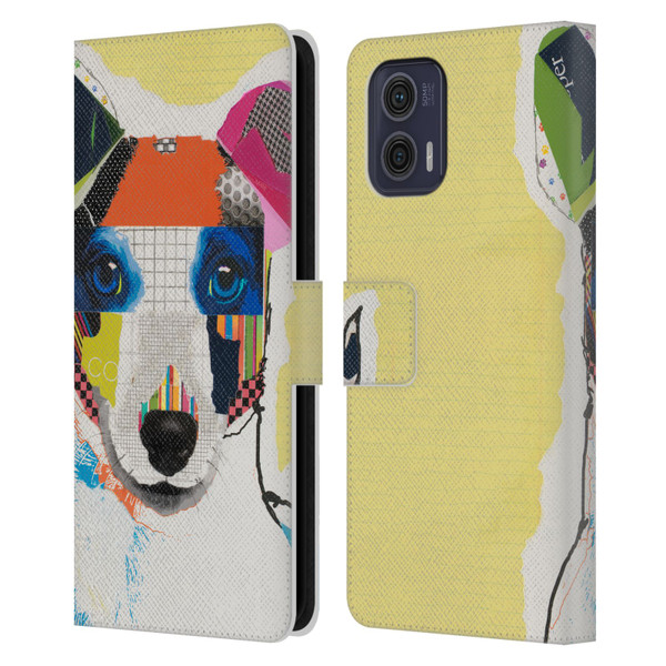 Michel Keck Dogs Whippet Leather Book Wallet Case Cover For Motorola Moto G73 5G